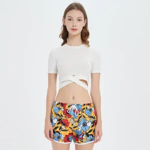 Girls 4 Way Stretch Drawstring Waist Swim Trunks Sublimation Digital Printed Beachwear Pants Surf Board Shorts for Women