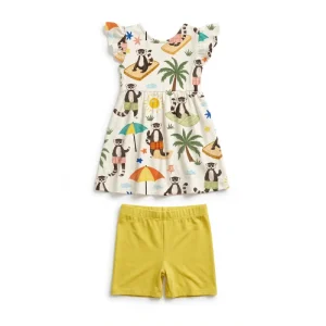 Girls’ Animal Print Sport Dress Athletic Shorts 2 Piece Set Sleeveless Customizable Spandex Cotton Breathable Comfortable Kids