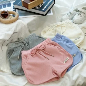 Girls’ Athletic Shorts High Waist Stretchy Elastic Band Loose Fit Casual Running Shorts for Kids