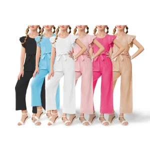Girls’ Autumn Flared Knitted Pants Jumpsuit Comfortable Fashionable Party Dress with Customizable Logo OEM ODM Accepted