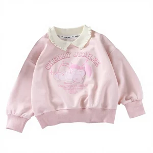 Girls Autumn Princess Style Cartoon Pattern Polyester Fiber Sweater Children’s Clothing Large Size