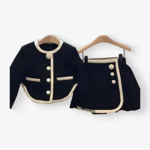 Girls Autumn Suit Long Sleeved Cardigan Skirt 2 Piece Fashion Children’s Clothes Set