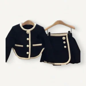 Girls Autumn Suit New Girls Long Sleeved Cardigan Skirt 2 Piece Fashion Children’s Clothes Set