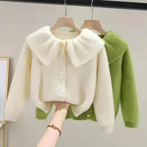 Girls’ Autumn Winter Kawaii Long Sleeve Solid Thick Fashion Casual Sweaters Kids Tops Children’s Clothing