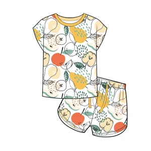 Girls Bamboo Short Sleeve T Shirt and Shorts Two Piece Sleepwear Set