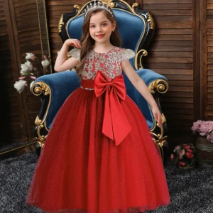 Girls Banquet Dress Wedding Party Princess Dress Cosplay Costume Sleeveless Sequin Flower Girl Princess