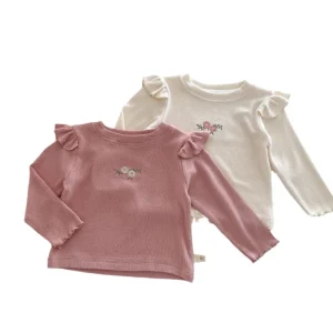 Girls Bottoming Baby Shirt Spring and Autumn Children’s Clothing Kids Clothing Embroidered Children’s Top