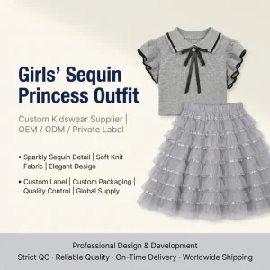 Girls Boutique 2 Piece Outfit Ruffle Knit Top Tulle Skirt Set Polyester Cotton Elegant Summer Party Birthday Clothes
