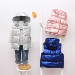 Girls Boys Baby’s Kids Down Vest Waistcoat Cute Warm Plus Thicken Winter Autumn Outdoor Jacket Cardigan Children’s Clothes