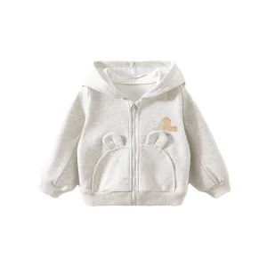 Girls Cartoon Hooded Sweater Cardigan Outerwear Spring Autumn Cotton Viscose Printed Children’s Fall