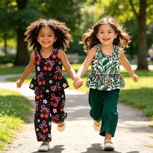 Girls Casual Two Piece Set Custom Print Soft Comfortable Children Clothing Baby Daily Outfit