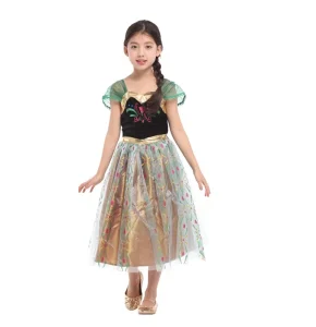 Girls Children Halloween Costume Elegant Princess Anna with Dress up Polyester In Stock