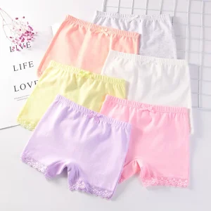 Girls Children Underwear Comfortable Breathable Solid Cotton Knitted in Romantic Style