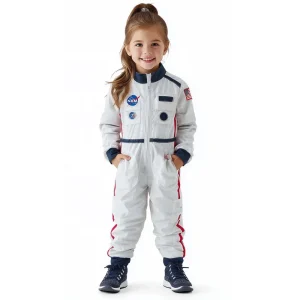 Girls Children’s Astronaut TV Movie Costume Polyester Halloween Party Performance Outfit Kids Jumpsuit