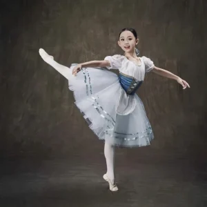 Girls’ Children’s Professional Ballet Dress Performance Costume Red Long Gauze Skirt Polyester Competition Fluffy Skirt