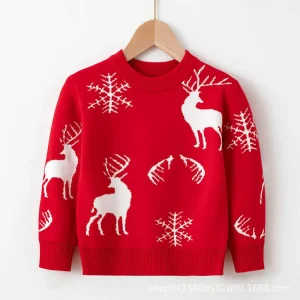 Girls Christmas Sweater Knitted Jumpers Children Baby Ugly Sweaters Kids Knit Pullovers