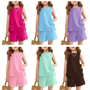 Girls Clothes Sets High Quality Girls Summer 2 Piece Outfits Fashion Casual Breathable Vacation Girls Outfits