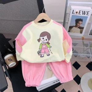 Girls Clothing Set Autumn and Spring Two Piece Clothing Dress Pants Cute Baby Girl Clothing Dot Printed Children’s Casual Wear
