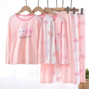 Girls’ Clothing Set Cotton Pajama Sets Cute Cat Print Long Sleeve Kids Sleepwear