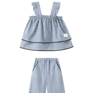 Girls Clothing Set for Spring and Summer Sleeveless Suspender Top and Long Pants Fashion Focused Outfit