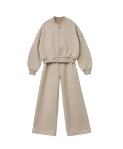 Girls Clothing Sets Long Sleeve Zipper Sweatshirt Coat Wide Pants Cotton Logo Pattern