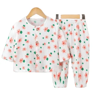 Girls Clothing Sets for Kids Children’s Cartoon Pajamas Summer Full of Flowers Short-Sleeved Trousers Factory Supply