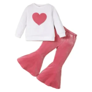 Girl’s Clothing Young Girls Clothes Girls Pink Long Sleeve Clothing Sets Casual