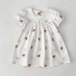 Girls’ Cotton Dress with Cute Tie Design, Soft Skin-Friendly & Breathable Summer Dress for Toddlers & Kids