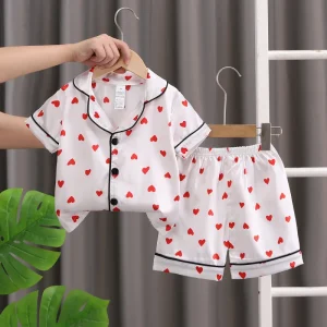 Girls’ Cute Cartoon Pajama Set Soft & Breathable 2 Piece Kids Sleepwear for Home & Night