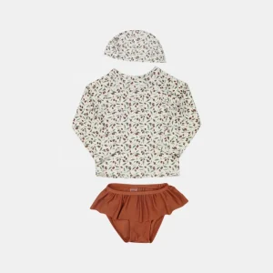 Girls Cute Floral Printed Baby Swimwear Beachwear Set with Zipper for Beach or Pool Use for Toddlers Swimming