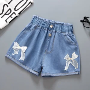 Girls’ Denim Shorts Casual Solid Trendy Eco friendly Outdoor Children Babies Medium Large Sizes In Stock