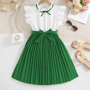 Girls’ Dress European style Children’s Clothing Summer New Style Stylish Flared Multi color Pleated Princess Dress