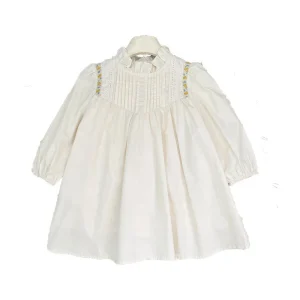Girls’ Dress with Long Sleeves and Pleats Versatile for Spring and Autumn Children’s Standing Collar Dress Baby
