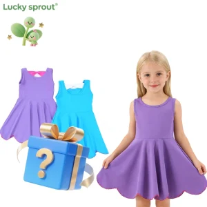 Girls’ Dresses Fashion a Line Sleeveless Crossing Bacakless Cute Flower Printing 1 to 12 Years Old Girls’ Summer Dress Children