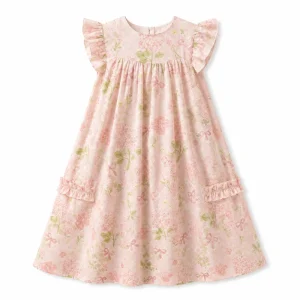 Girls Floral Summer Dress Ruffle Sleeve Breathable Embroidered Party Birthday Boutique Outfit Girls Dresses