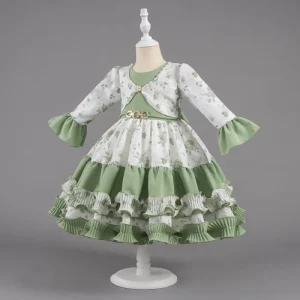 Girl’s Formal Party Dress Long Sleeve Kids Clothing Wedding Party Dresses Birthday Costumes