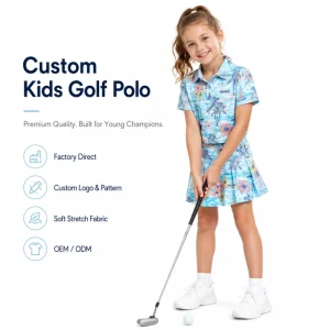 Girls Golf Polo Shirts Youth Performance Golf Shirts Breathable Stretch Golf Clothing Custom