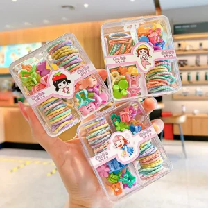 Girls Hair Accessory Set Mini Seamless Plastic Elastic Ties Double Teeth Hair Claws Clips Ponytail Holders Toddler Thin Hair