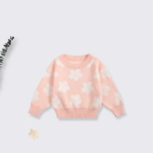 Girls Jumper Cotton Children’S Knitted Pullover Spring and Autumn Knitwear Long Sleeved Tops Cotton Kids Clothes