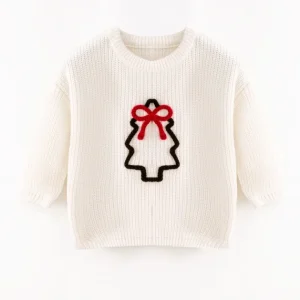 Girls Knit Sweater Custom Embroidery Personalized Name Long Sleeve Autumn Winter Christmas