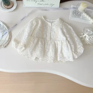 Girls Lace Shirts Baby Girl Long Sleeve Ruffle Blouse Kids Girl Ruffle Lace Top