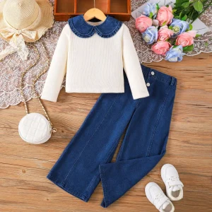 Girls’ Long Sleeve T-Shirt & Polo Shirts Cotton Base Autumn Young Children’s Clothing with Doll Collar Tops for Toddlers Babies