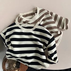 Girls’ Long Sleeved Casual Striped T Shirt for Spring and Autumn Children’s Polo Shirt Design