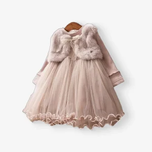 Girls Long Sleeved Dress Autumn and Winter Warm Children’S Princess Dress Fashion Kids Clothes