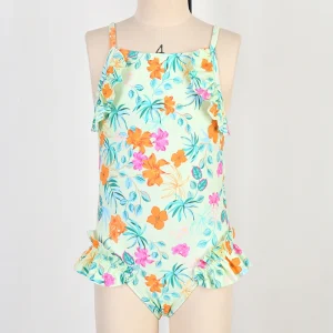 Girls One Piece Swimsuit Small Ruffles Beachwear Kids Swimwear UV Protection Bathing Suit