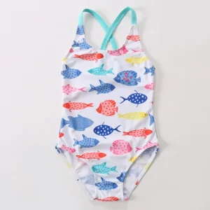 Girls One Piece Swimsuit with Front Logo Stylish Swimwear