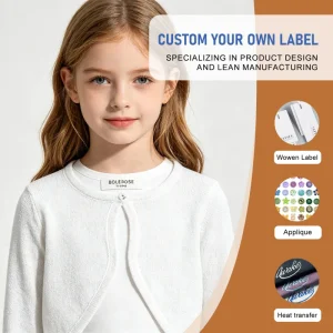 Girls’ Open Cotton Long Sleeve Knit Sweater With Single Breasted Button Closure for Autumn