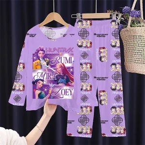 Girls Pajamas Set K-POP Long Sleeve Long Pants Sleepwear Two Piece Autumn Soft Kids Cartoon Nightwear Cute Children’s Homewear
