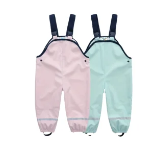 Girl’s Pink One Piece Waterproof Jumpsuit Casual Comfy Solid for Kids Rainy Day Outdoor Kids Waterproof Pants