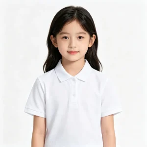 Girls Plain White Cotton Short Sleeve School Uniform Polo Shirt Blouse School Uniform White Shirt Primary Kids School Uniform